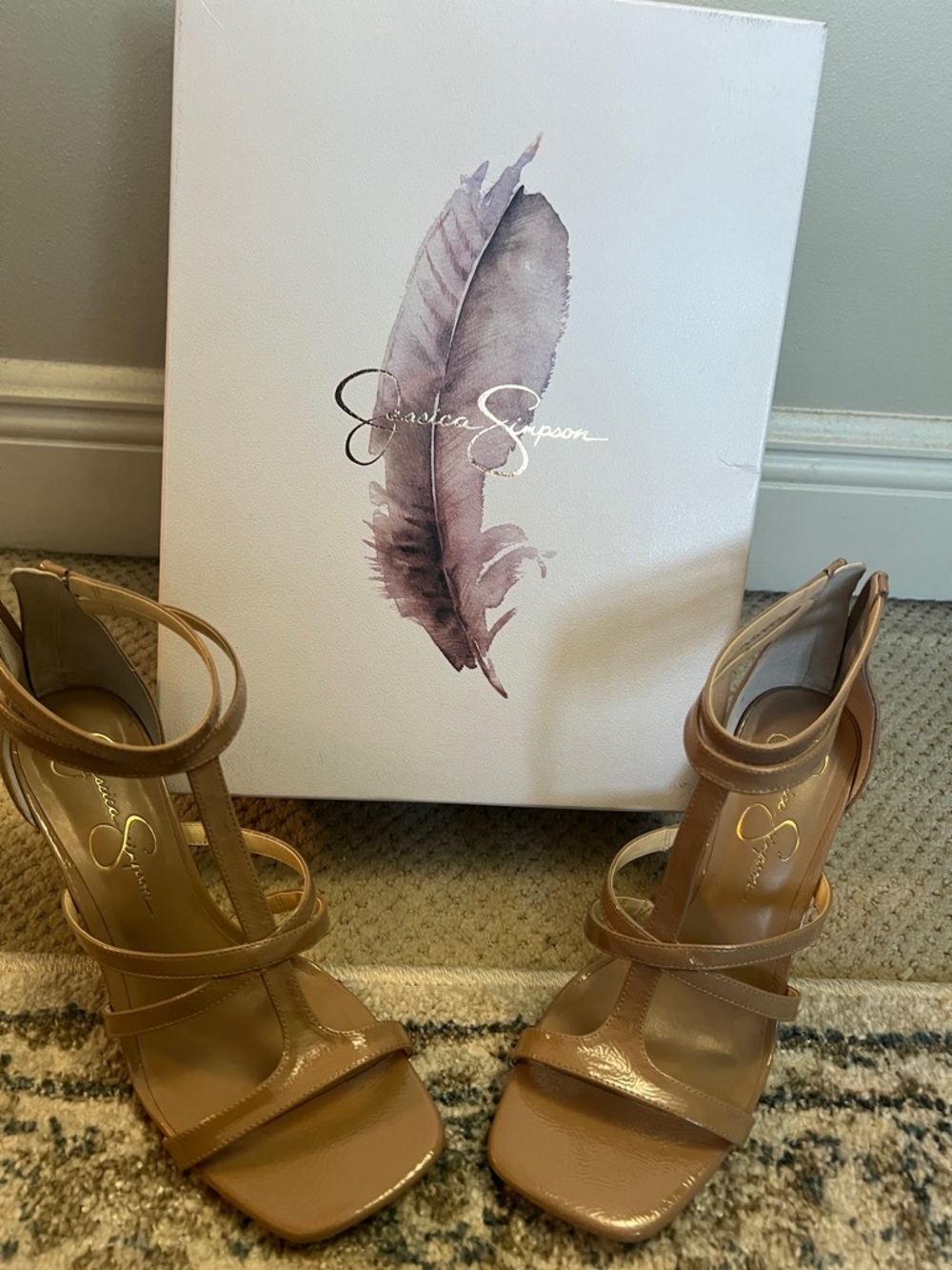 Jessica Simpson Neutral Patent Strappy High Heel Sandals  NEW never worn!!!